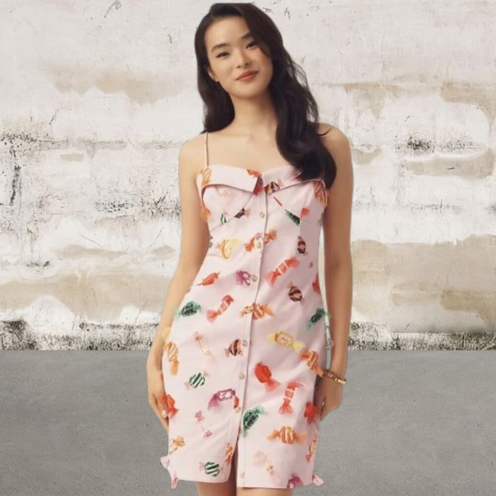 Anthropologie $228 Maeve Printed Buttondown Mini Dress NWT Size 0P